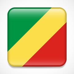 Flag of Republic of the Congo. Square glossy badge