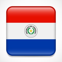 Fototapeta premium Flag of Paraguay. Square glossy badge