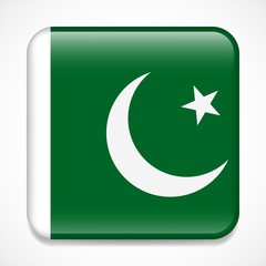 Flag of Pakistan. Square glossy badge