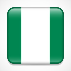 Flag of Nigeria. Square glossy badge