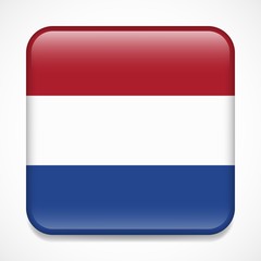 Flag of Netherlands. Square glossy badge