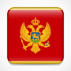 Flag of Montenegro. Square glossy badge