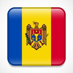 Fototapeta premium Flag of Moldova. Square glossy badge