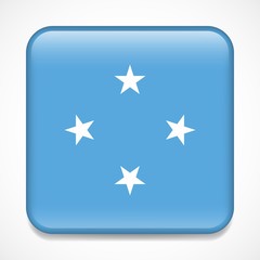 Flag of Micronesia. Square glossy badge