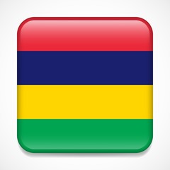 Flag of Mauritius. Square glossy badge