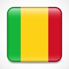 Fototapeta premium Flag of Mali. Square glossy badge