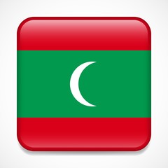 Fototapeta premium Flag of Maldives. Square glossy badge