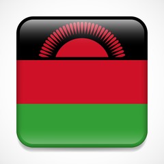 Flag of Malawi. Square glossy badge