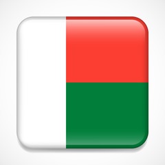 Flag of Madagascar. Square glossy badge