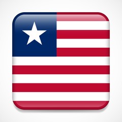 Flag of Liberia. Square glossy badge