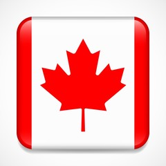 Flag of Canada. Square glossy badge