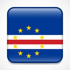 Flag of Cabo Verde. Square glossy badge