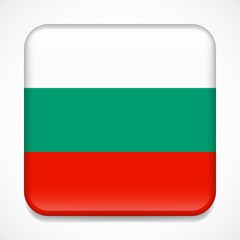 Fototapeta premium Flag of Bulgaria. Square glossy badge