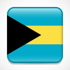 Flag of Bahamas. Square glossy badge