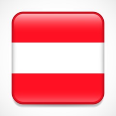 Flag of Austria. Square glossy badge