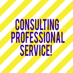 Word writing text Consulting Professional Service. Business concept for Seek expert opinion about business decision Diagonal Twotone Lines photo Forming Triangular Shape Blank Copy Space