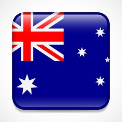 Flag of Australia. Square glossy badge