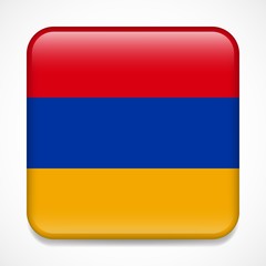 Flag of Armenia. Square glossy badge