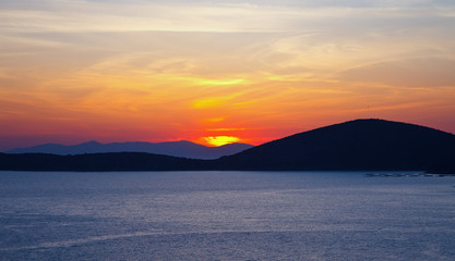 Sunrise over Aegean sea, Greece