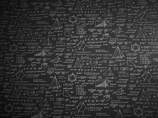 Pattern and symbol with mathematics equation and calculations on black wallpaper