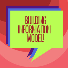 Text sign showing Building Information Model. Conceptual photo Digital representation of physical facility Stack of Speech Bubble Different Color Blank Colorful Piled Text Balloon