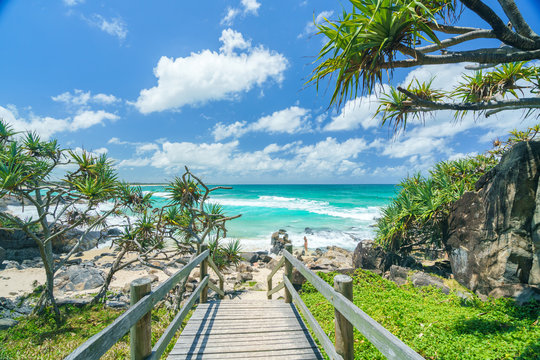 Cabarita Beach In Northern New South Wales On A Clear Summer Day With Blue Sky