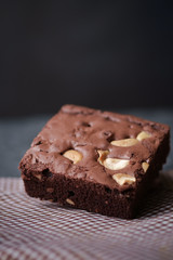 Close-up view of the homemade brownies