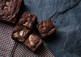 Homemade brownies on the table