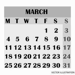 Obraz premium Calendar design month march 2019. Year 2019 calendar. Simple design for calendar 2019. Calendar for organization and business. Week Starts Monday.