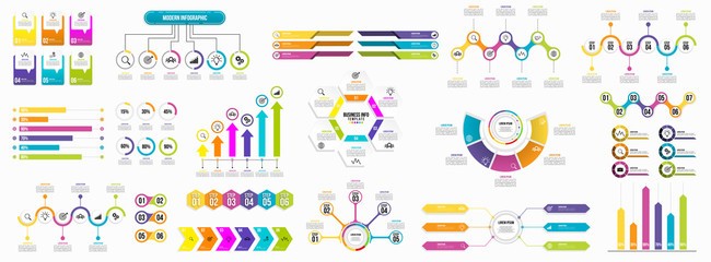 Set of Infographics Elements Data Visualization Template Design Vector Editable