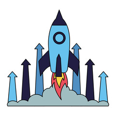 business rocket launching financial arrows