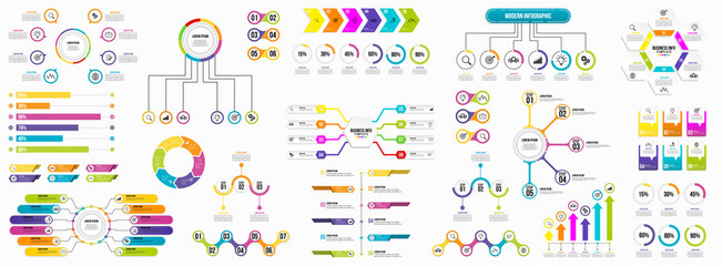 Set of Infographics Elements Data Visualization Template Design Vector Editable