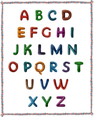 Images of letters of the Latin alphabet from plasticine