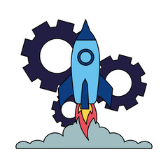 business launching rocket and gears