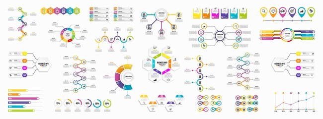 Set of Infographics Elements Data Visualization Template Design Vector Editable