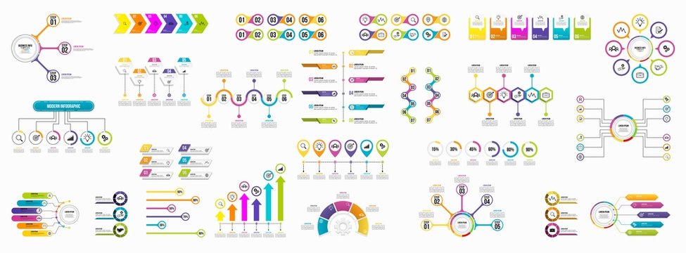 Set of Infographics Elements Data Visualization Template Design Vector Editable