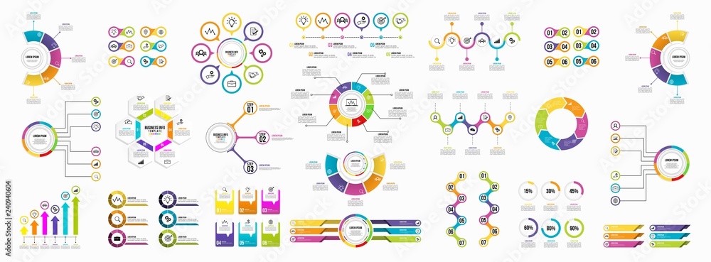 Poster set of infographics elements data visualization template design vector editable