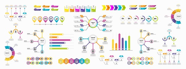 Set of Infographics Elements Data Visualization Template Design Vector Editable
