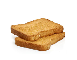 Fototapeta na wymiar Crispy rusk or crisp bread on white background