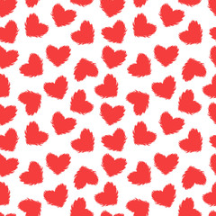 Fototapeta na wymiar Heart seamess pattern red and white background. Vector design surface Valentines day