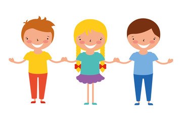 girl and boys holding hands friends