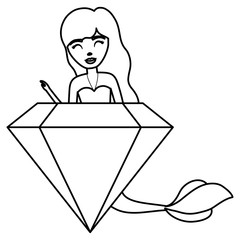 cute fairytale mermaid with diamond