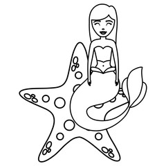 cute fairytale mermaid with starfish