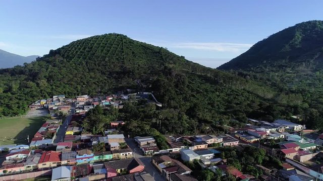 Drone flight revealing the Apaneca village in Central America
