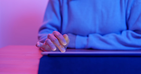 Woman touch on tablet