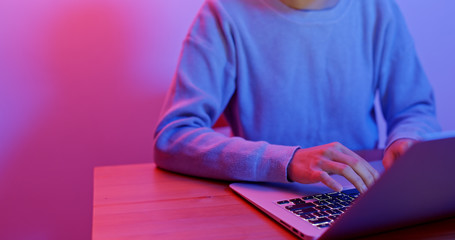 Woman type on laptop computer
