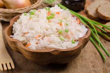 Traditional sauerkraut with carrots