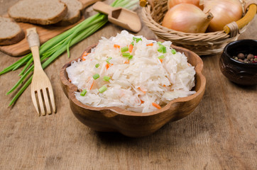 Traditional sauerkraut with carrots