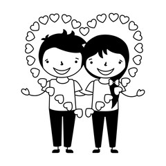 happy couple in love heart valentine day