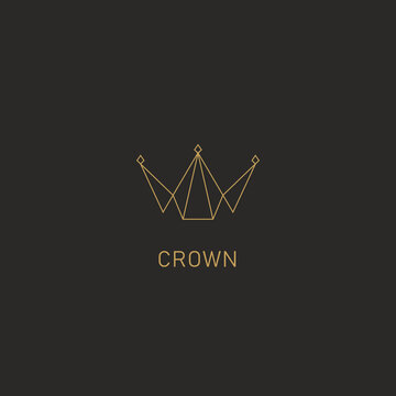 Geometric crown logo symbol in monoline simple abstract premium modern style